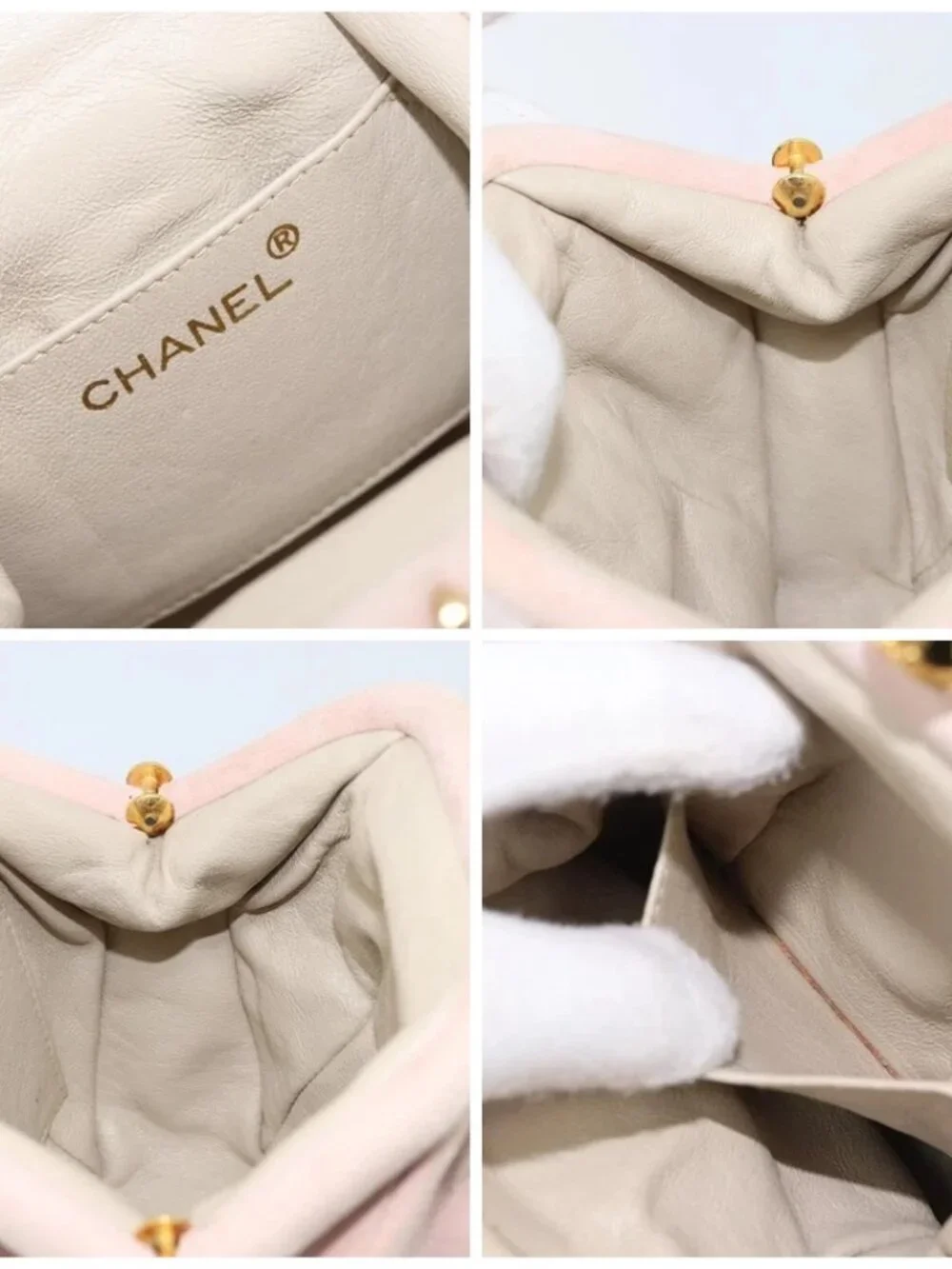 CHANEL Chain Shoulder Bag Suede Pink Gold CC Auth AMZ167A